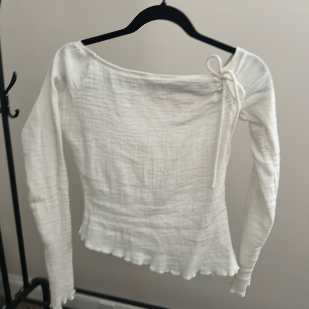 Free People White Textured Summer Blouse